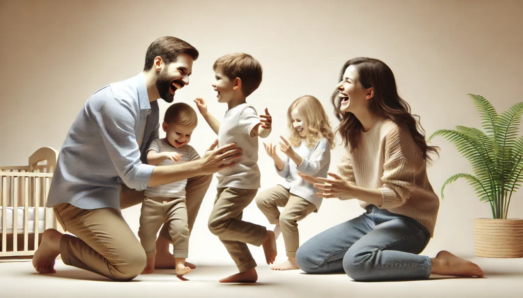 Parents playing with kids