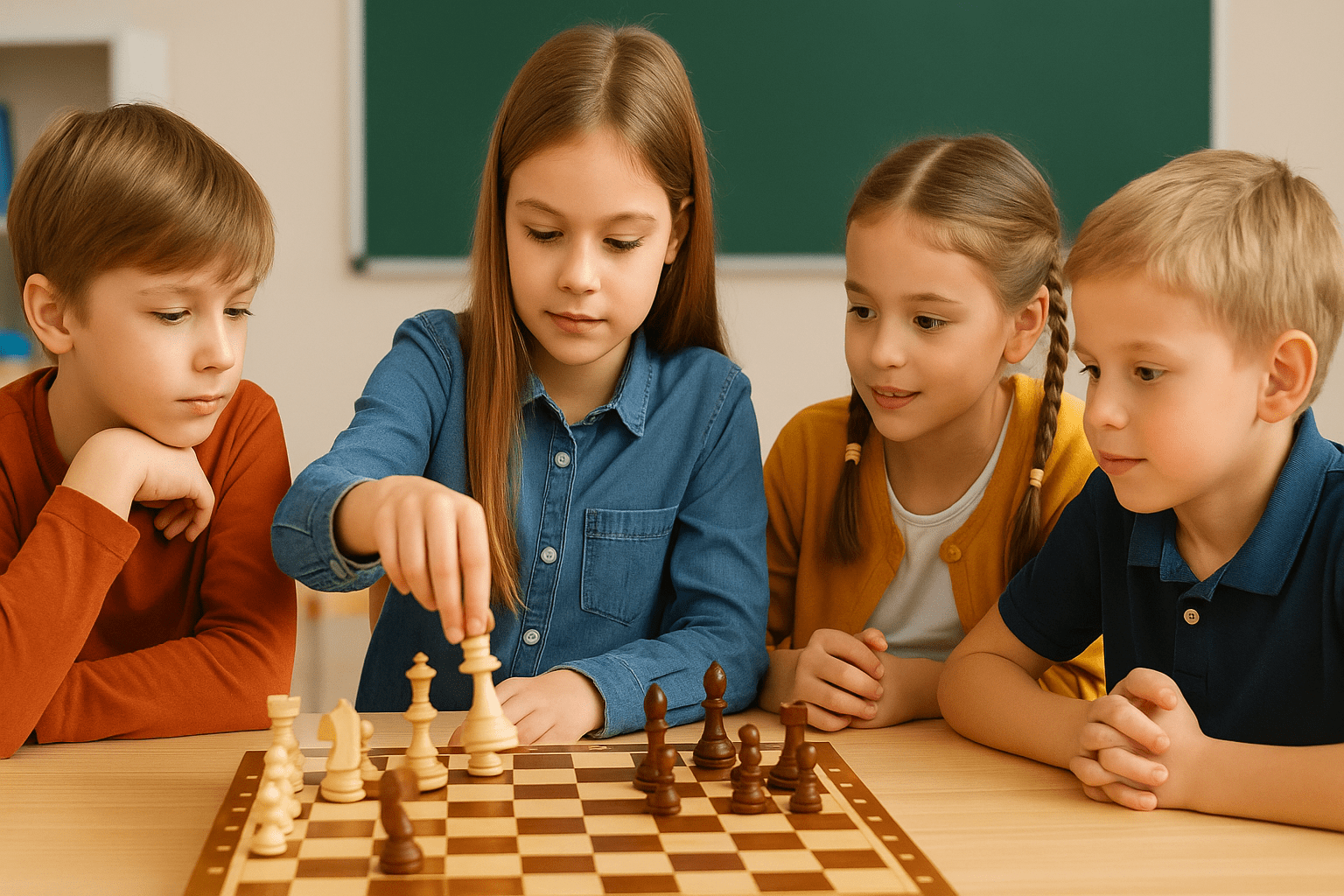 Kids learning chess