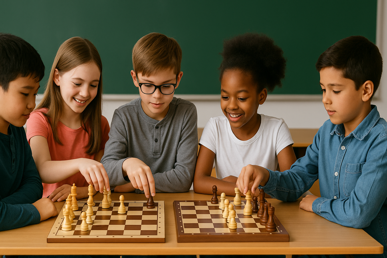 Kids playing chess