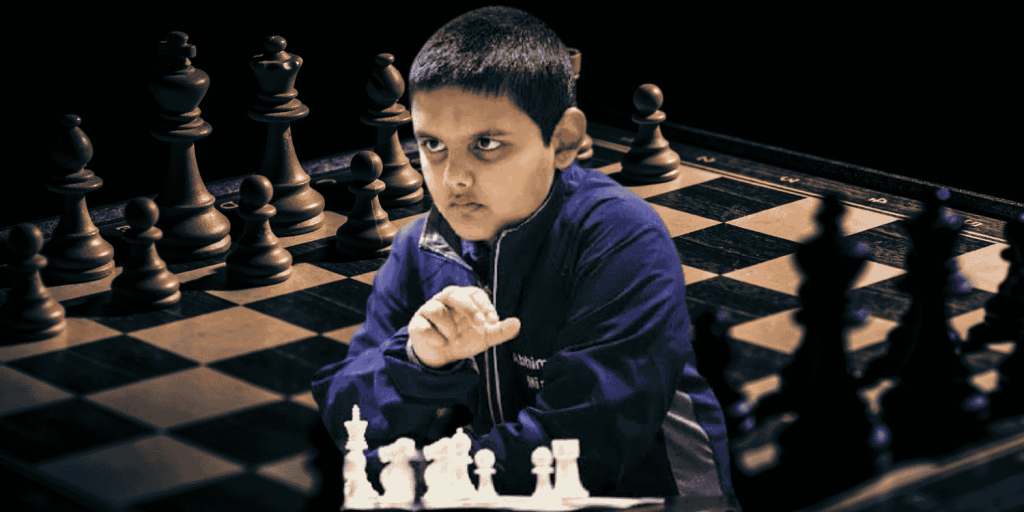 kid playing chess