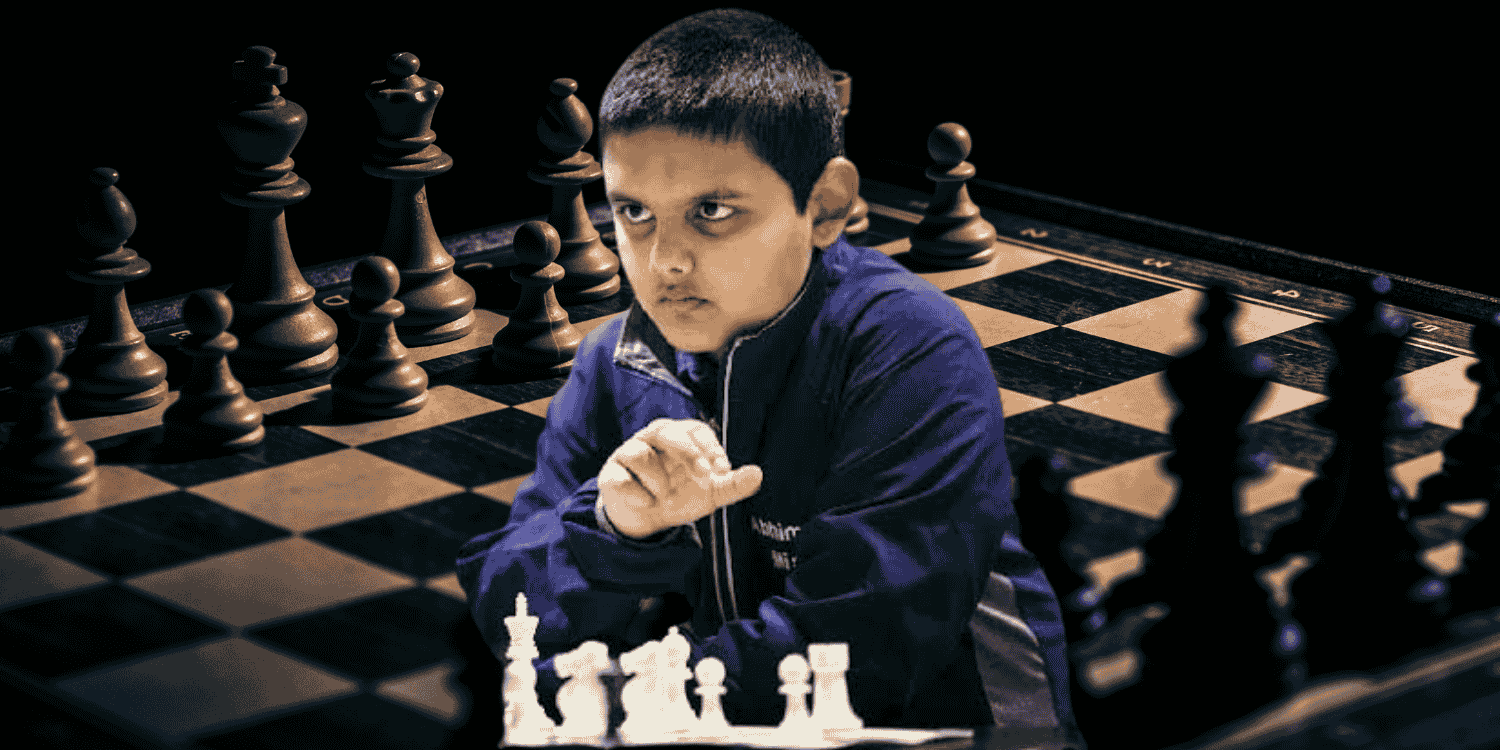 kid playing chess