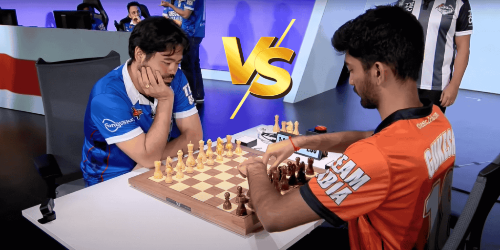 Hikaru and gukesh chess players