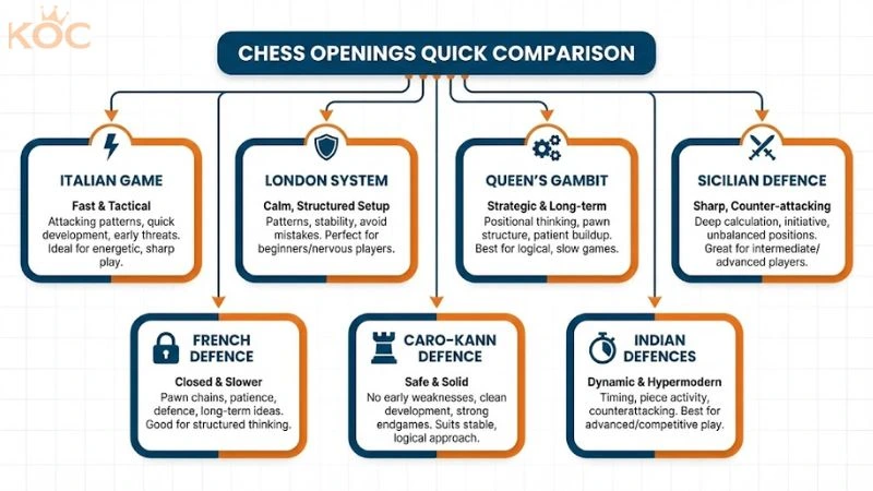 Chess Openings Quick Comparison